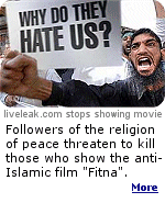 The media website ''LiveLeak.com'' was forced to remove the 16 minute film ''Fitna'' after receiving death threats.